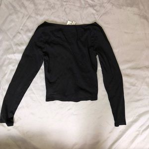Divided Black Long Sleeve Crop Top Small